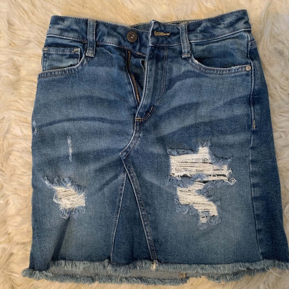 Ripped Denim Skirt